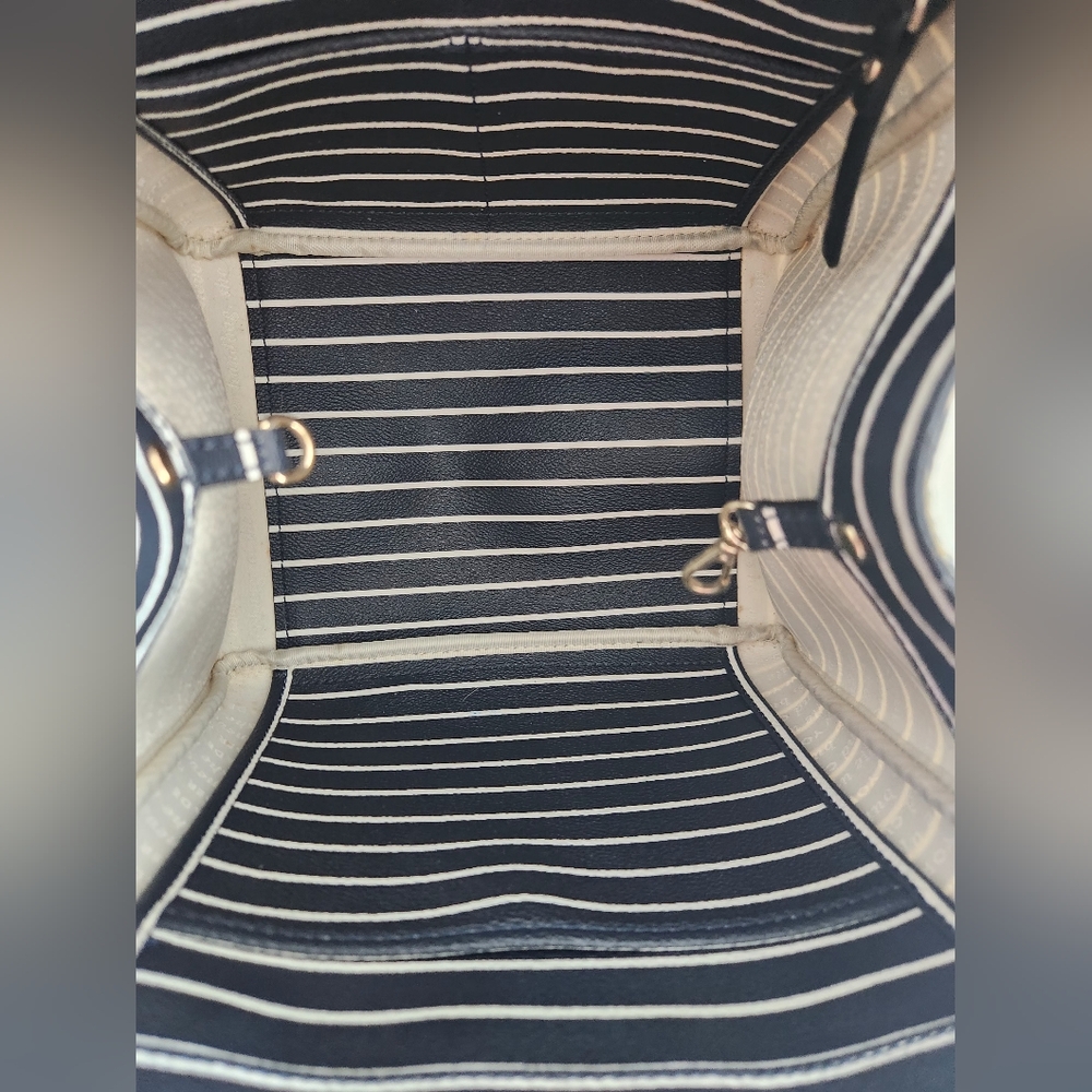 Kate Spade Navy & White Striped Bag. Unique Square Pop Open Bucket Bag Tote - Picture 8 of 14